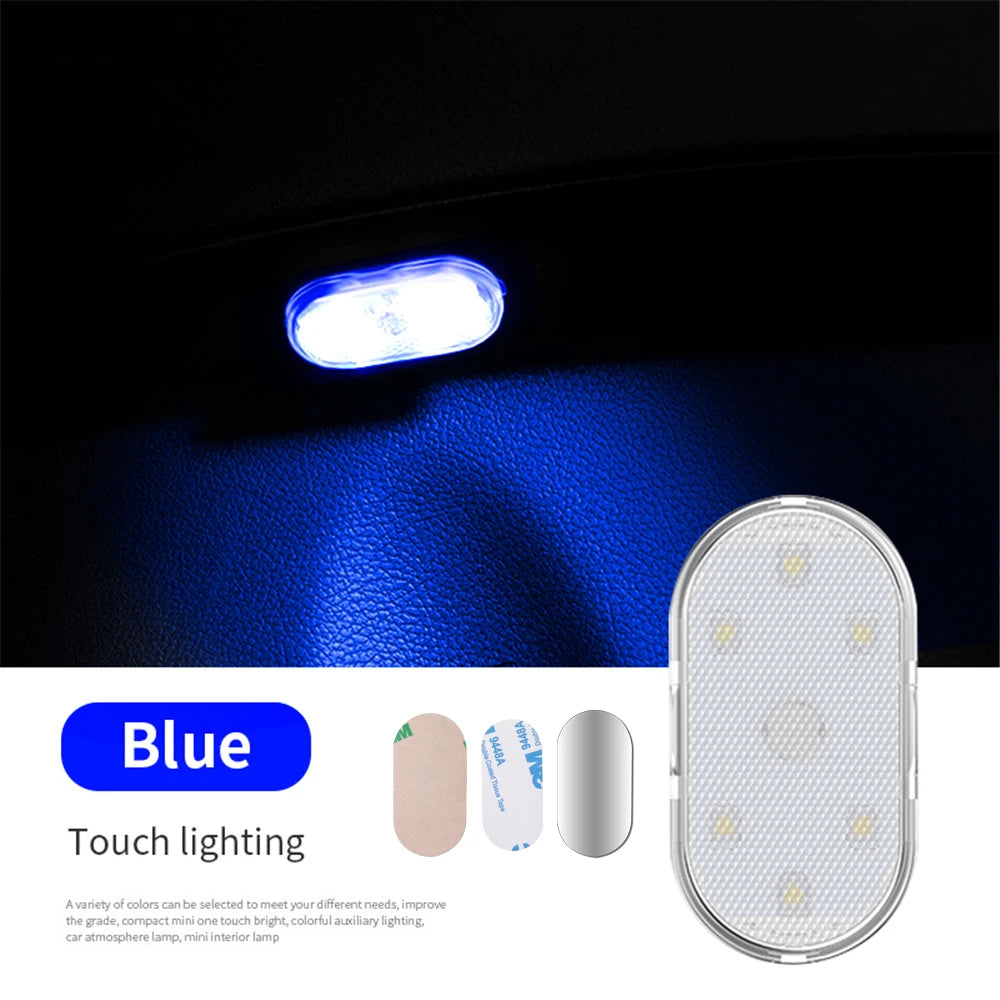 1 pc Multi Color Car Light Wireless LED Touch Light Roof Light Sensor Read Lamp Mini USB Charging Light Car Interior Accsesories