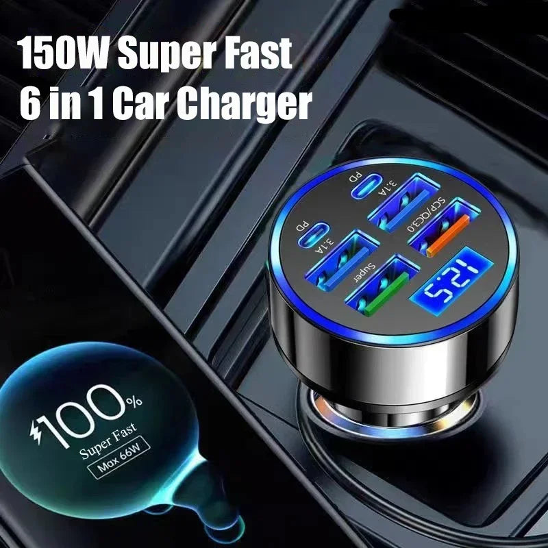 350W USB Car Charger PD QC3.0 USB C Car Phone Charger Type C Adapter for iPhone Samsung Huawei Xiaomi Quick Charge ﻿