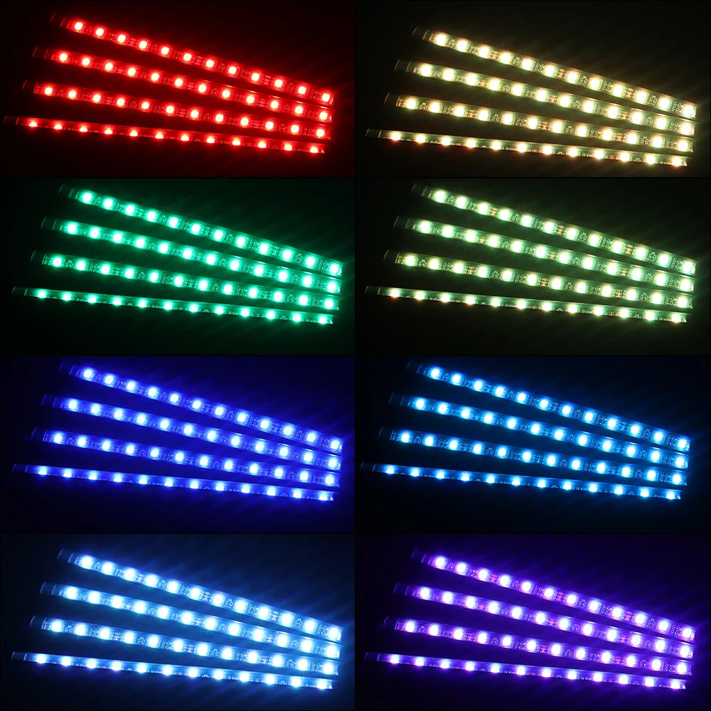 Car RGB Ambient Light LED Auto Foot Strips with USB Cigarette Automotive Interior Lights Strip Decoration Bar Control